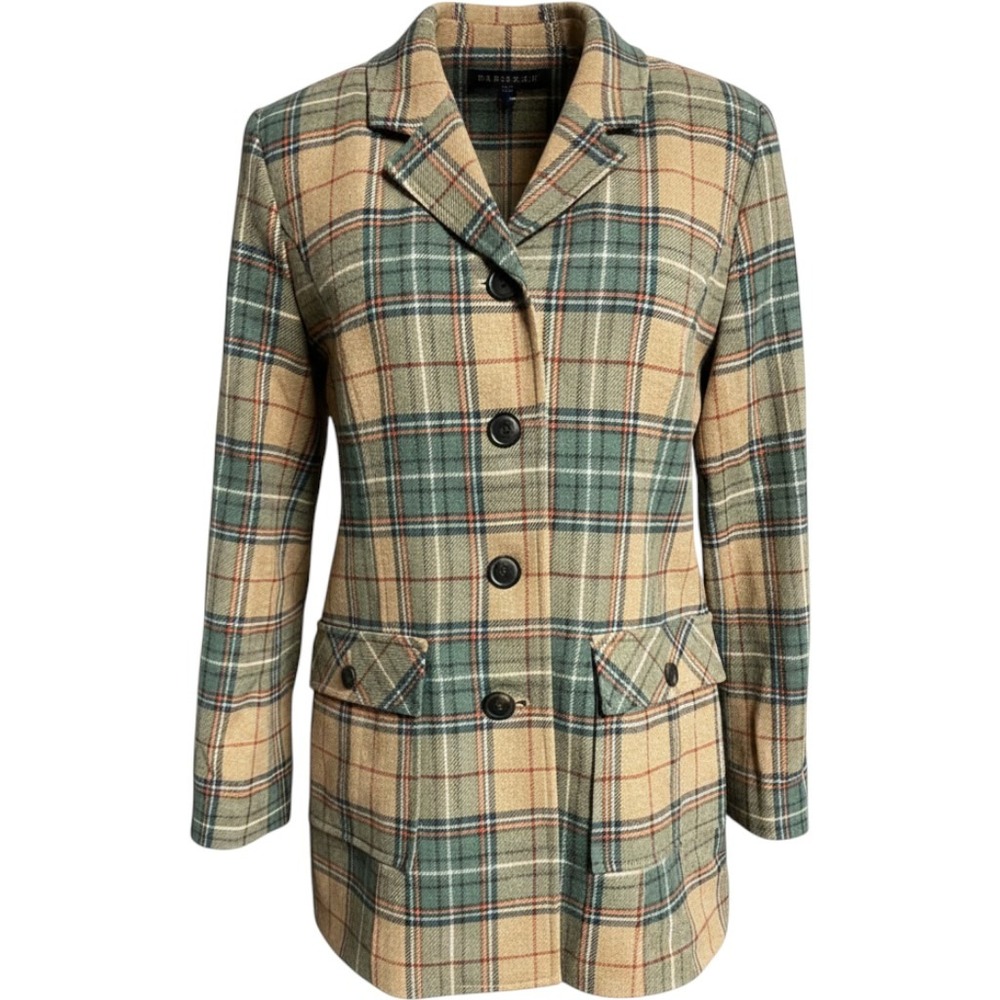 Vintage 90s Pendleton Virgin Wool Plaid Blazer Jacket Women's 14 Petite